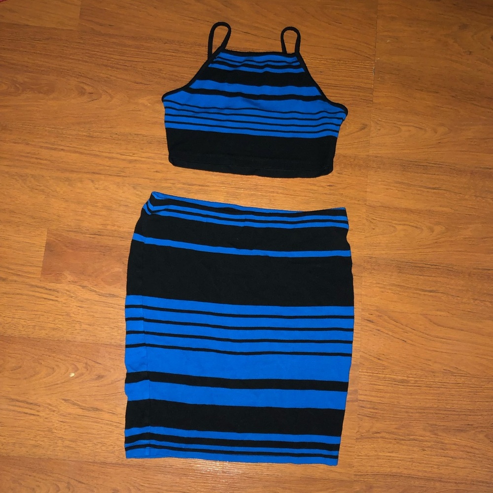 Blue and Black Stripped Set